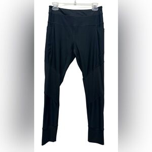 Reebok Women's Black Ankle Leggings M Pockets Elastic Waist Banded Hem